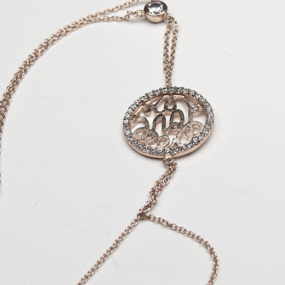 Sterling Silver Slave Bracelet 18k Rose plated cz